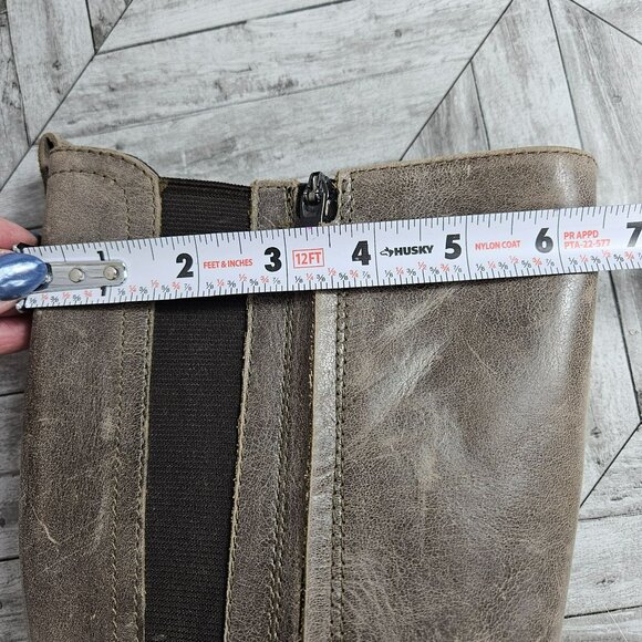 Bussola Knee High Leather Riding Boots Womens 37 US 6.5 Taupe Zipper Distressed - Picture 13 of 16